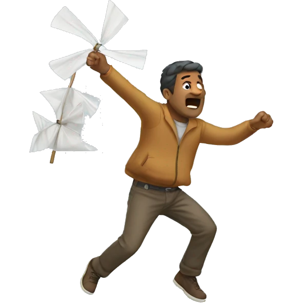 man trying to catch wind emoji
