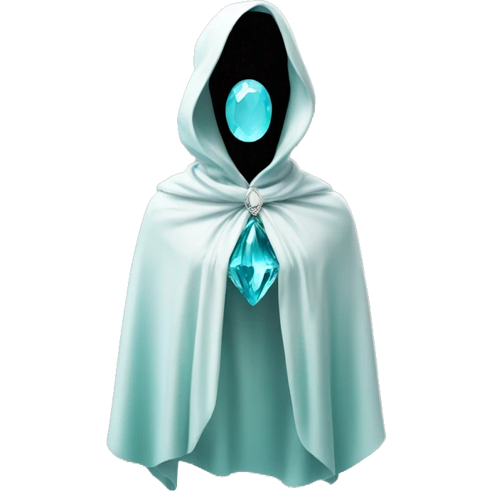 faceless mannequin flapping aquamarine gemstone white cape emoji