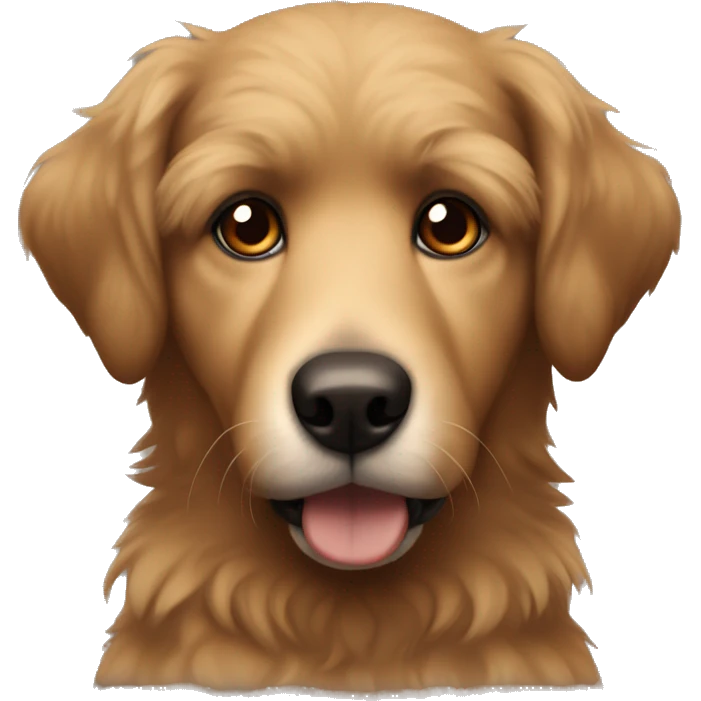 fluffy brown dog with a black snout and brown eyes  emoji