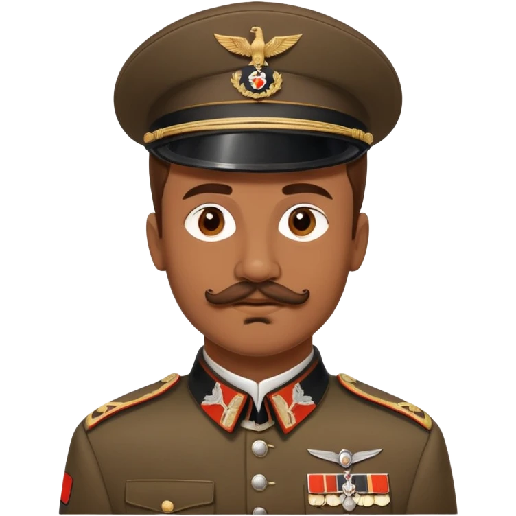 A 25 year old man with brown buzz cutter hair and a brown mustache whos slightly heavy in weight but not too heavy and he’s wearing a historically accurate 1941 German war uniform emoji