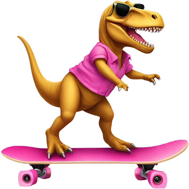 trex on a skateboard with pink sunglasses  emoji