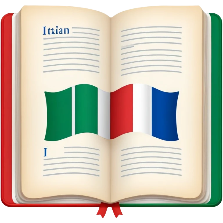Italian to English dictionary book cover with correct Italian flag and incorrect British flag with wrong colors or pattern emoji