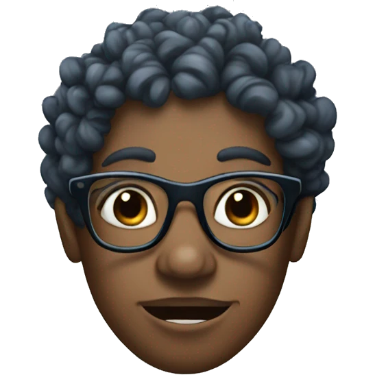 Black Taurus with curly and blue eyes and glasses emoji