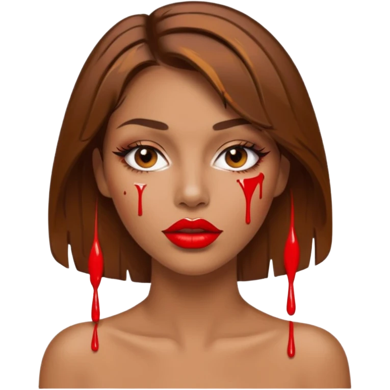 Brown Hair, Woman, white paint drip, face, hot, Sexy, lips emoji