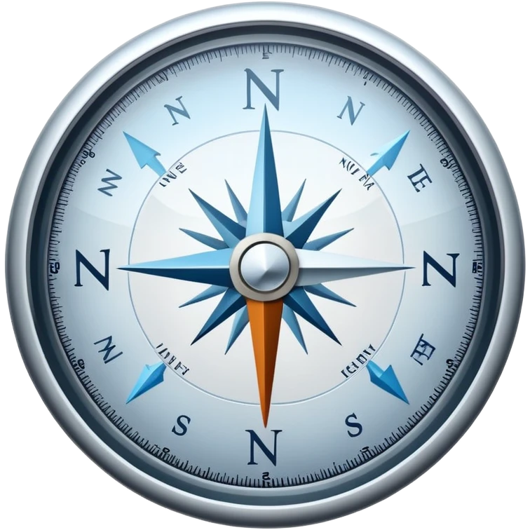 A compass pointing north, with the 'N' clearly marked. Cold, snowy atmosphere in the background, symbolizing the northern direction and icy climate emoji