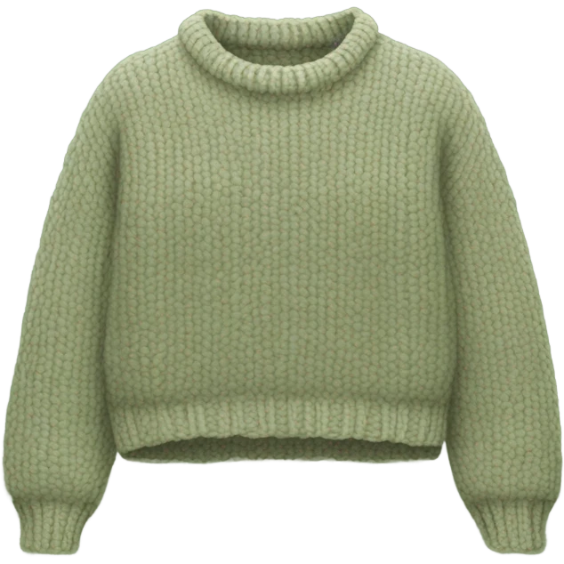 Sage and cream cropped oversize wool sweater, isolated emoji