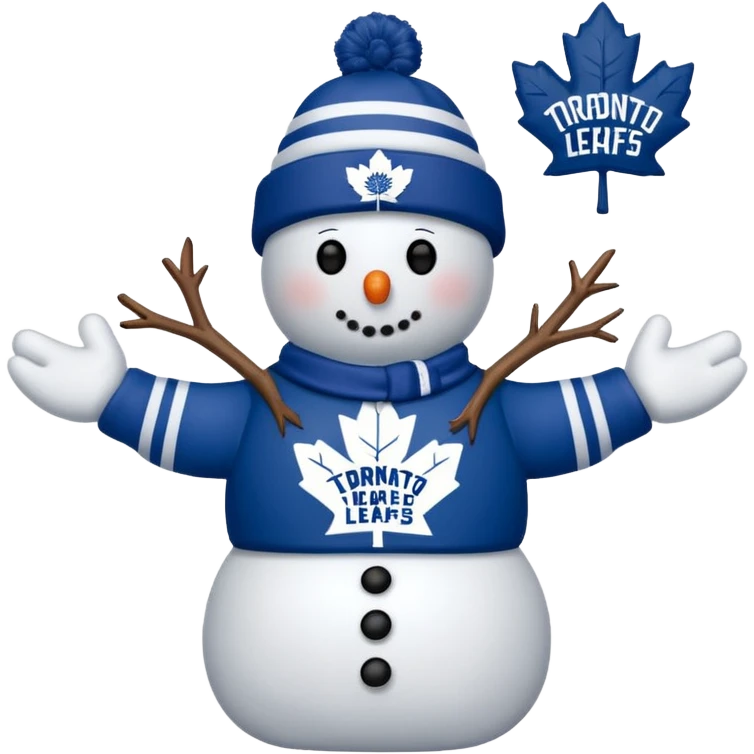 Snowman wearing Toronto maple leafs emoji