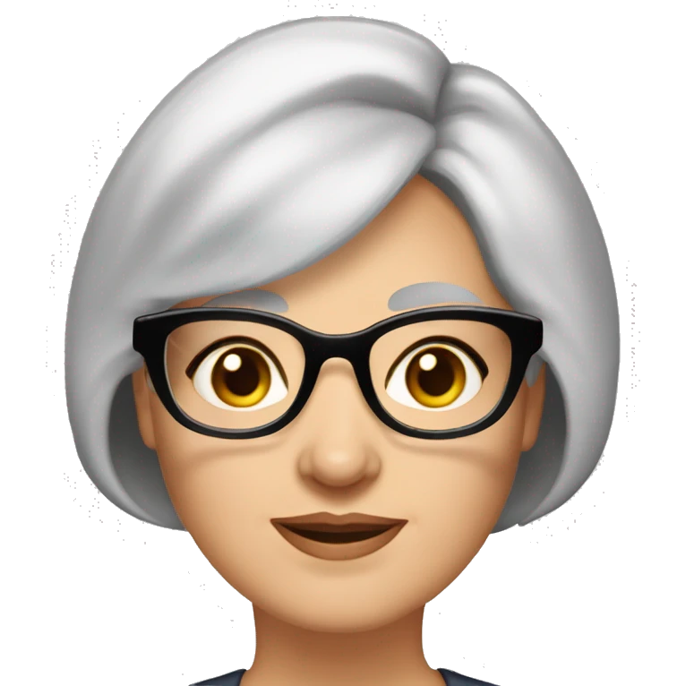 75 years old girl
Short brown hair with bob styling
light skin small
glasses with refined frame
Brown eyes with cat eye liner emoji