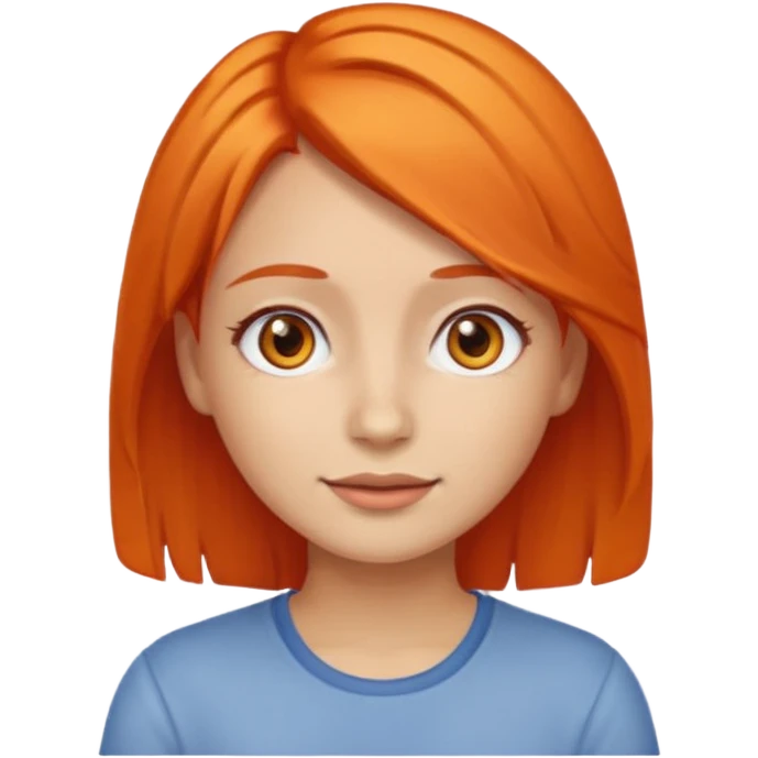 Emoji girl with orange hair and brown eyes emoji