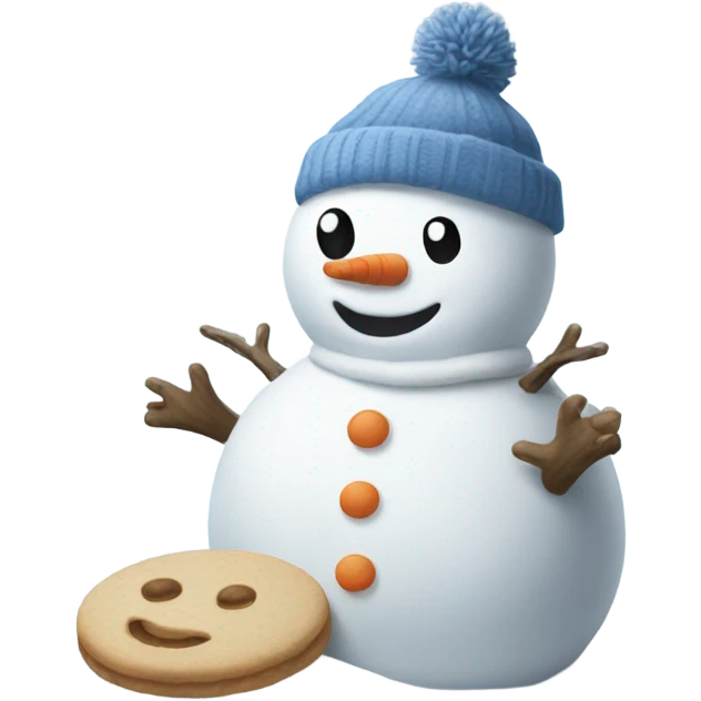 Snowman making snow cookies emoji