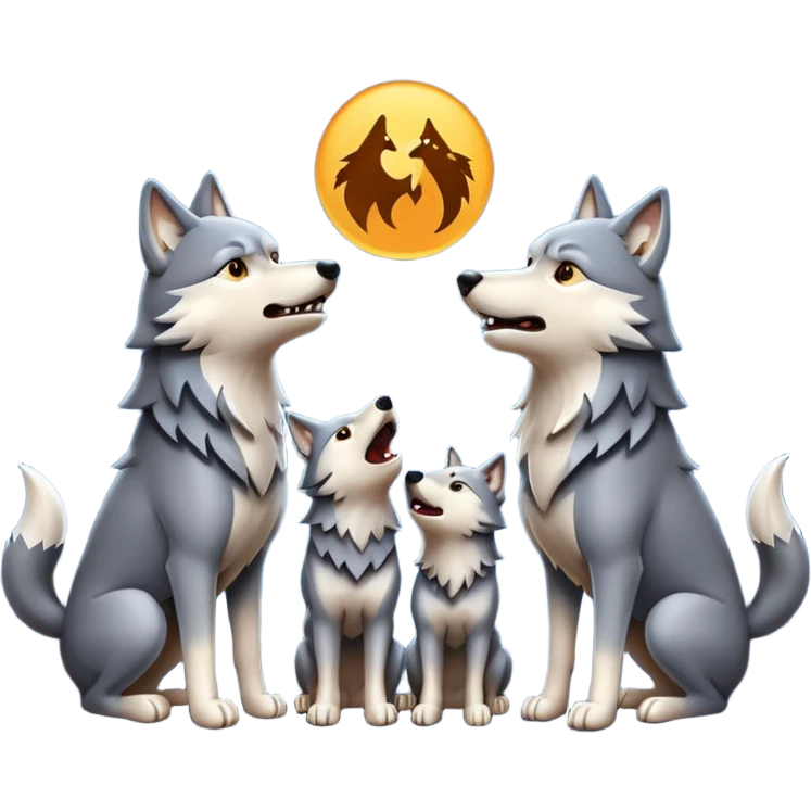 Wolf pack howling in different directions  emoji