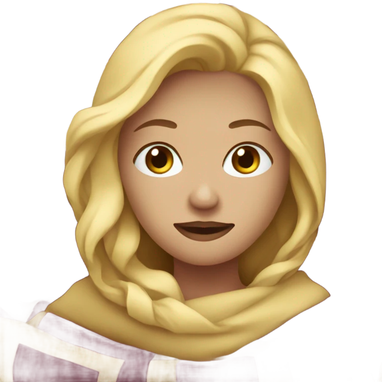 Blonde lady with a dark burgundy soft blanket emoji