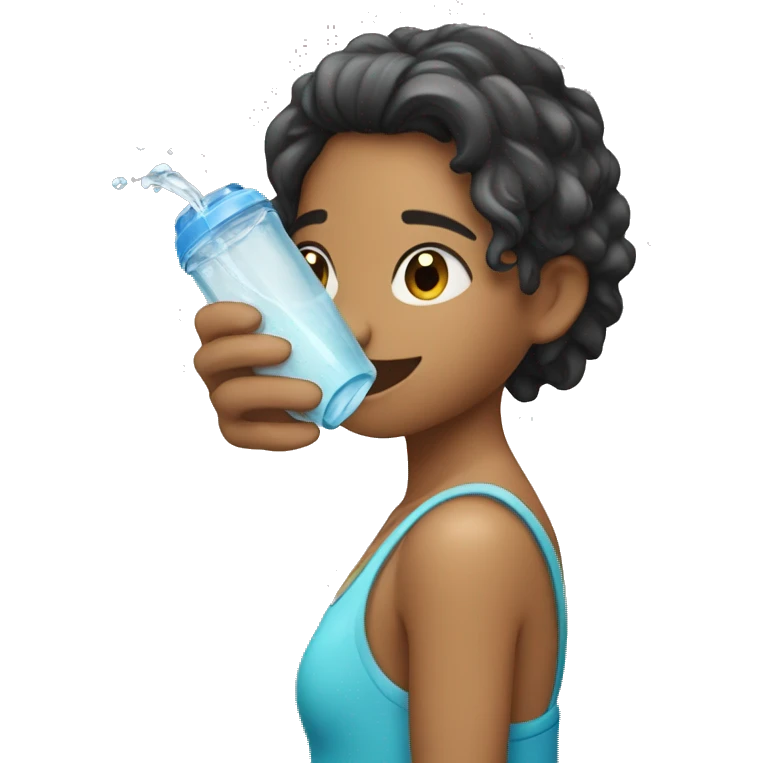 Una chica tomando agua emoji