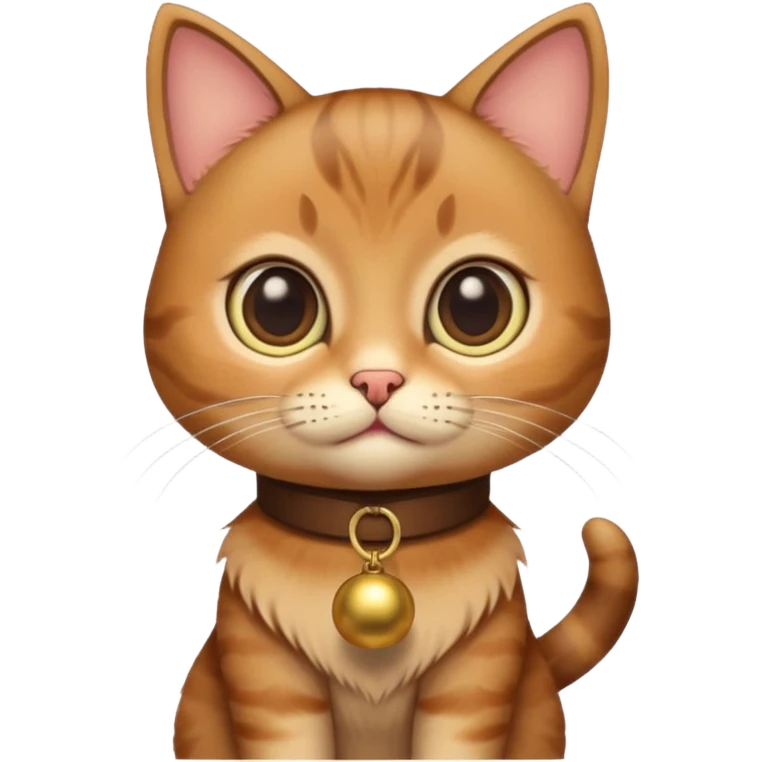 cat with bell coller brown cute big eyes emoji