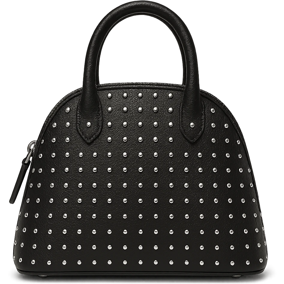 Alaïa Teckel bag, close-up of the studded leather texture, luxury fashion detail, minimalist, on white background emoji