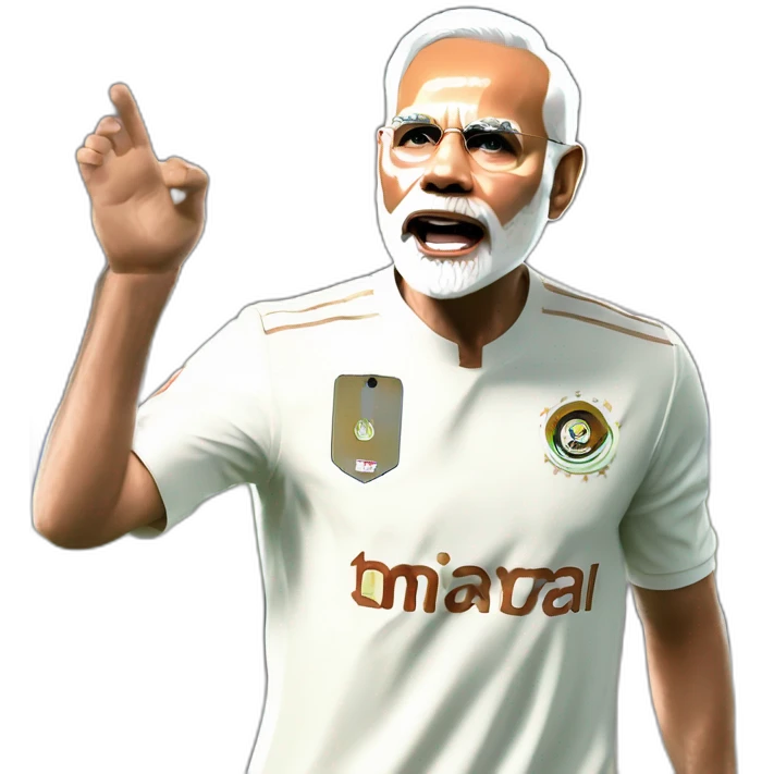 hyper realistic narendra modi doing cristiano ronaldo's celebration 'siuuu' in india's jersey emoji