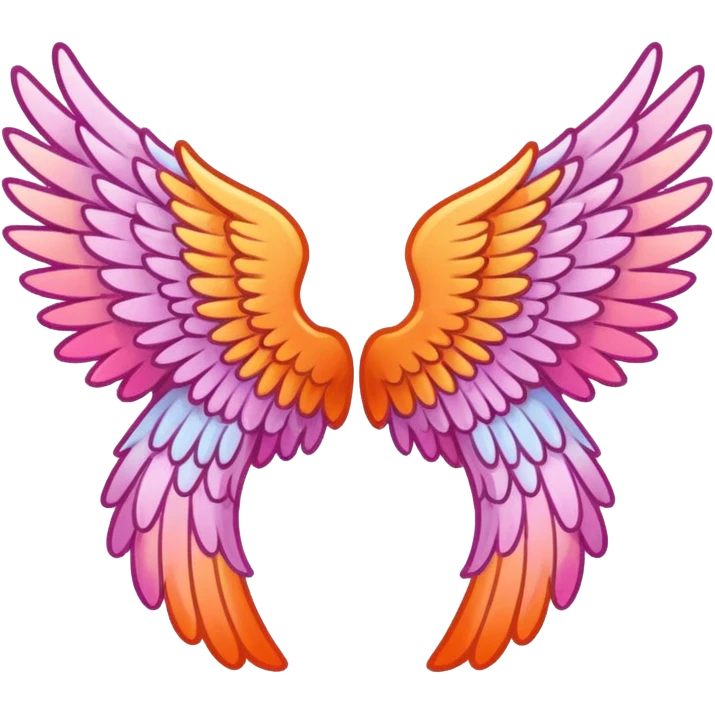 just two angel wings with a colored outline with a pink orange mix emoji