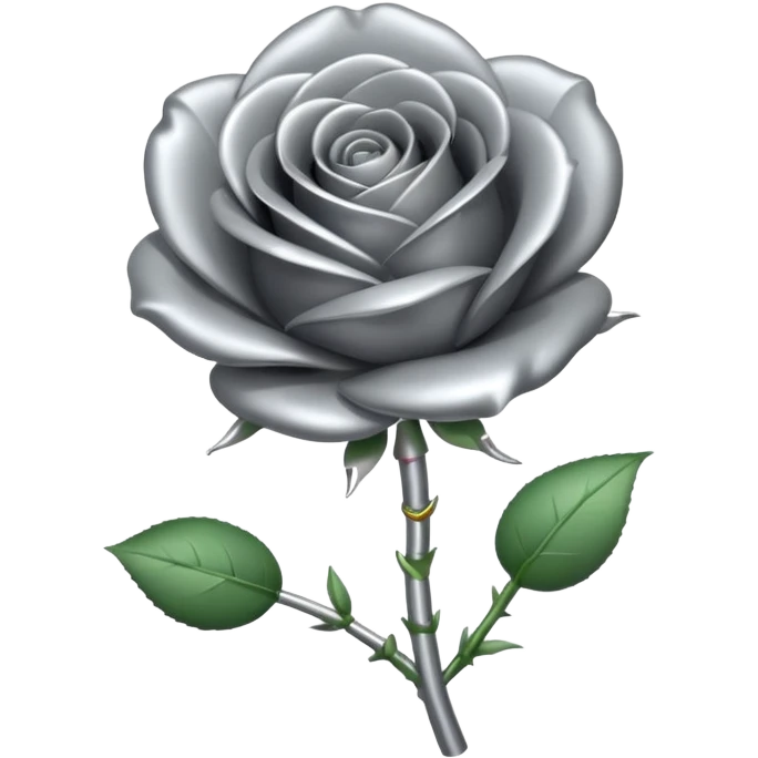 gray metal chrome rose, without green leaves, just flower emoji