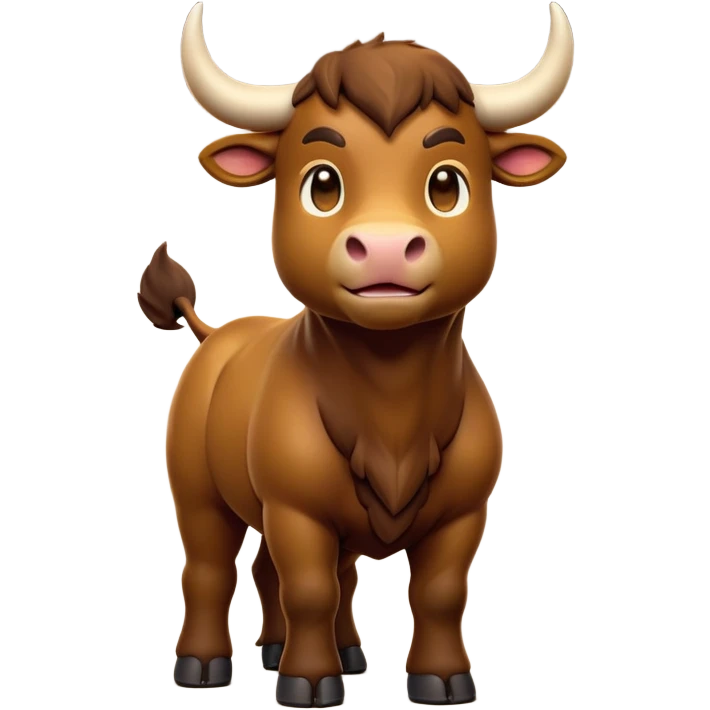 cinematic-[brown bull]-realistic-full-body-standing-emoji,-tail-flicking-lazily,-head-tilted-dramatically,-sleek-[brown]-fur,-simplified-yet-realistic-focused-features,-highly-detailed,-glowing-with-an-almost-sarcastic-glow emoji