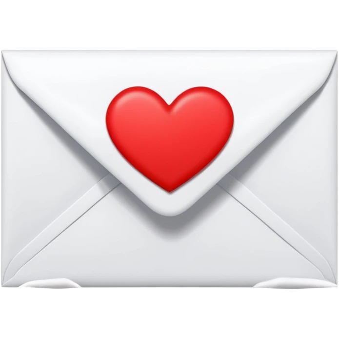 closed white envelope with a single red heart sticker in the center, smooth and clean, minimal details, bright and saturated colors, glossy highlight


 emoji