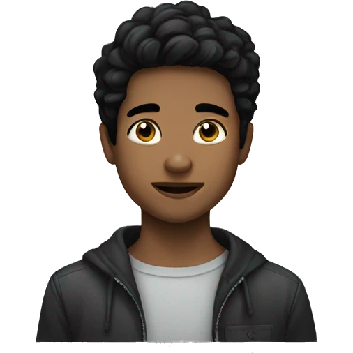 a boy with a black hair without wearing a black mask  emoji