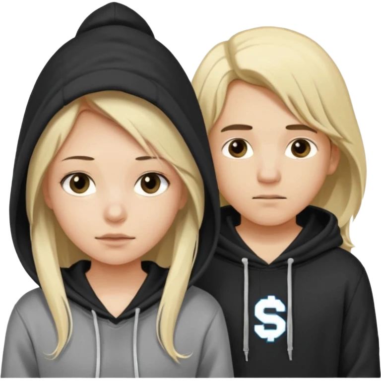 chce by to byla taka emotka 🙍‍♂️
chlopaka z czarnymi losami i czarna bluza z białym napisem "sperma" na srdoku.  zeby za nim stala taka ladna blondynka z dlugaimi wlosami i ona ciagnie za sznurek od
kaptura od bluzy tej pierwszej osobyl. dziewczyna ma szarą bluze emoji