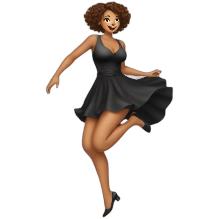 knickers curvy beauty jumping black dress white emoji