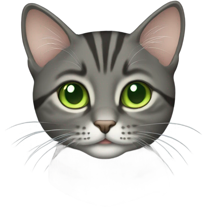 tabby dark gray cat with light green eyes emoji