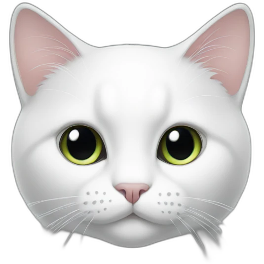 White cat with black emoji