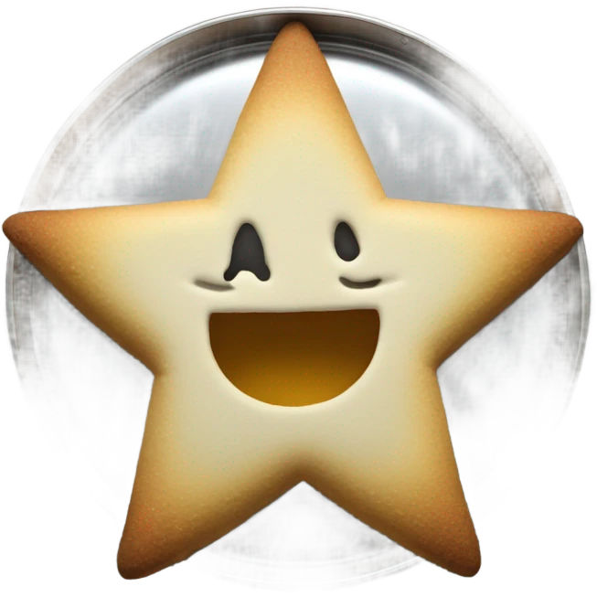 Circle dalgona cookie in metal tin with star shaped cutout in the middle emoji