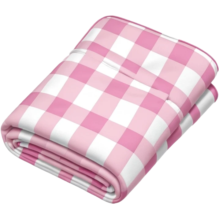 neatly folded pink and white checkered blanket emoji