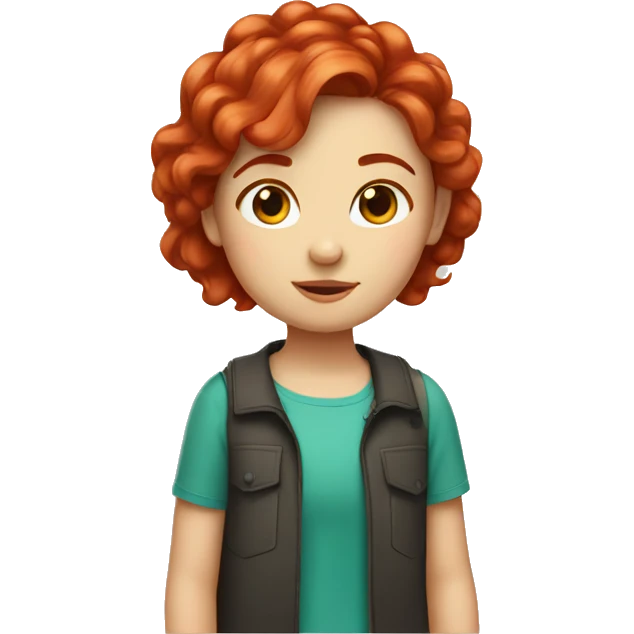 A girl with short red hair and a cute hair tie  emoji
