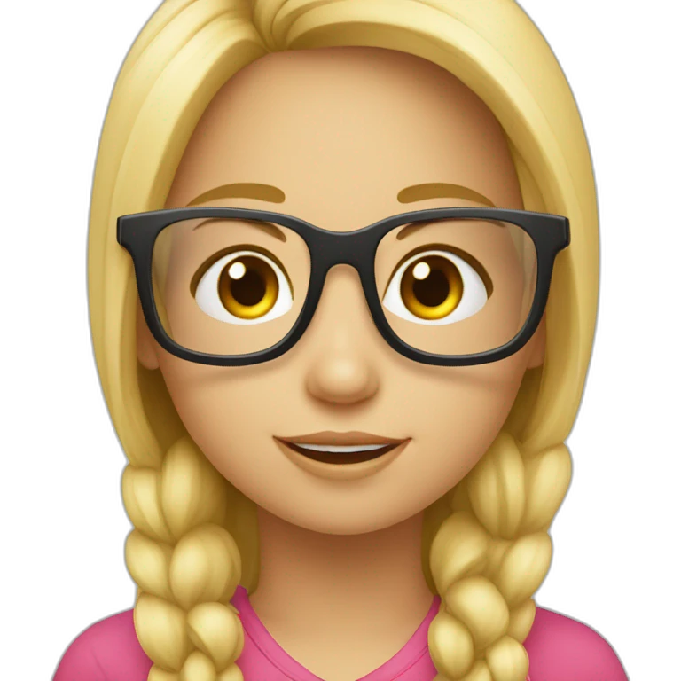 Una chica rubia de 7 años con gafas emoji