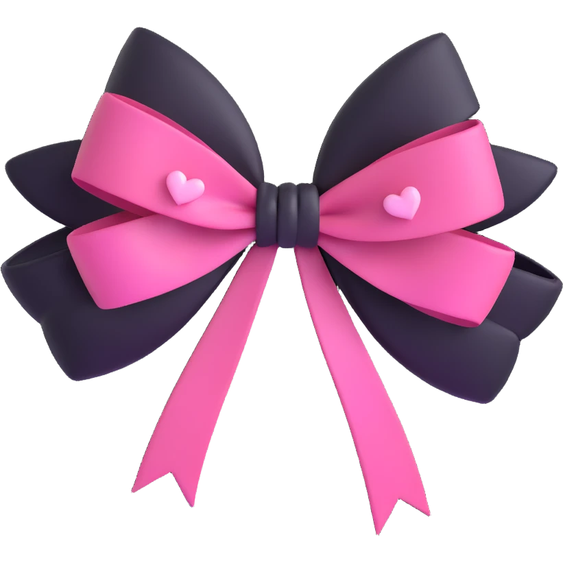 BLACKPINK-inspired gothic bow ,  hearts, black and pink, cute,  emoji