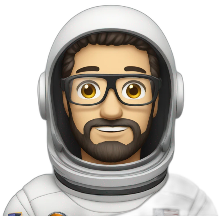 caucasian astronaut with black beard and white glasses emoji