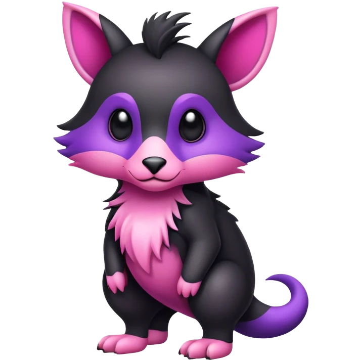 Cool Edgy realistic Black-pink-purple Trico-animal-creature full body emoji