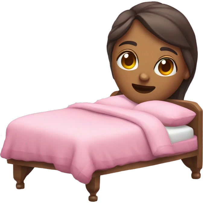 Uma cama com efeites rosa emoji
