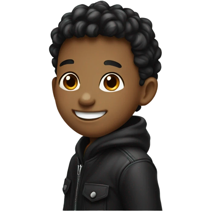 smiling boy in black jacket emoji