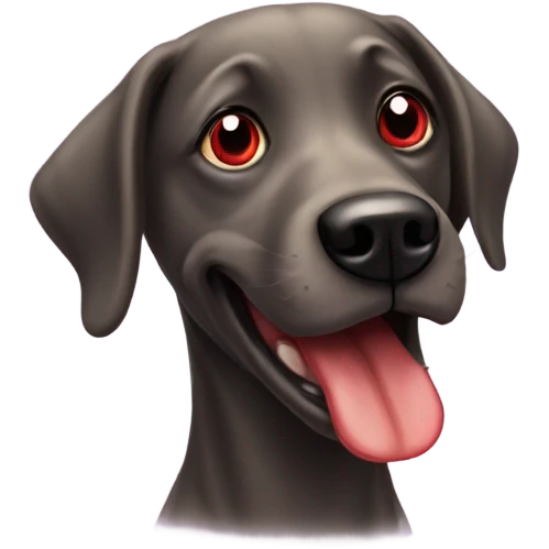 Red-eyed dog sticking tongue out emoji