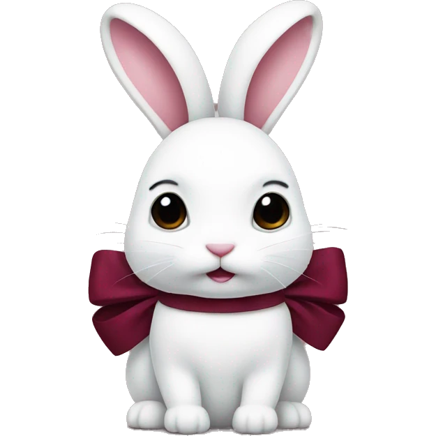 White bunny with burgundy bow emoji