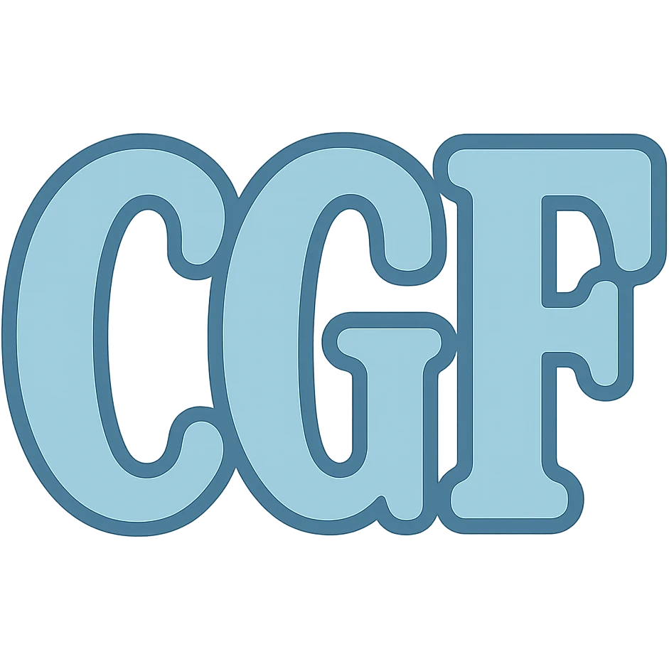 Change the border and fill to pastel blue. Use a classic font for 'CGF'. Keep the style and transparency the same. emoji