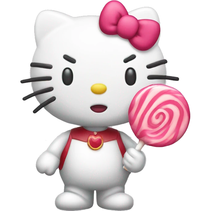 Hello Kitty holding a lollipop emoji