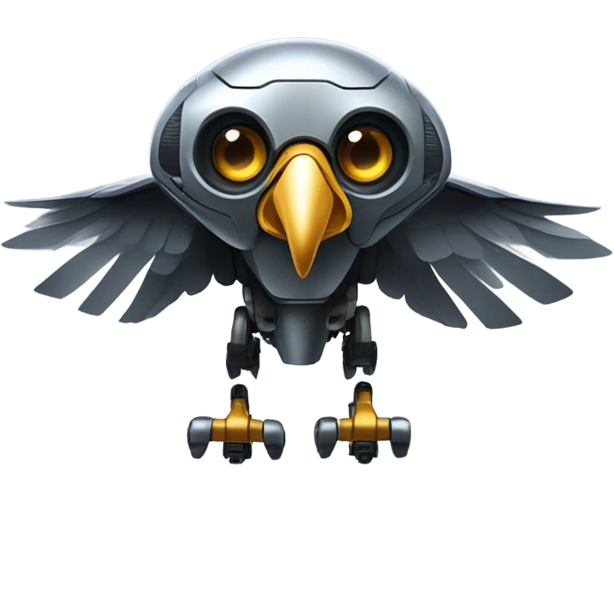 A furtive eagle as a tech drone machine emoji