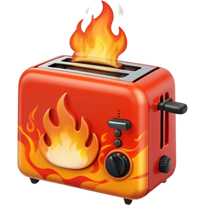 mini toaster on fire emoji