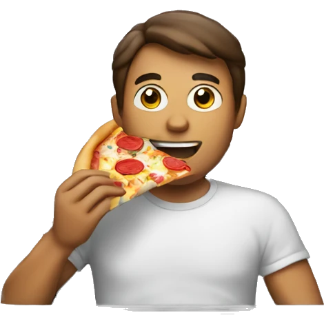 Man eating pizza in car emoji