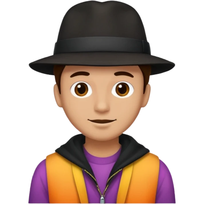 man black hat wearing colored clothes emoji