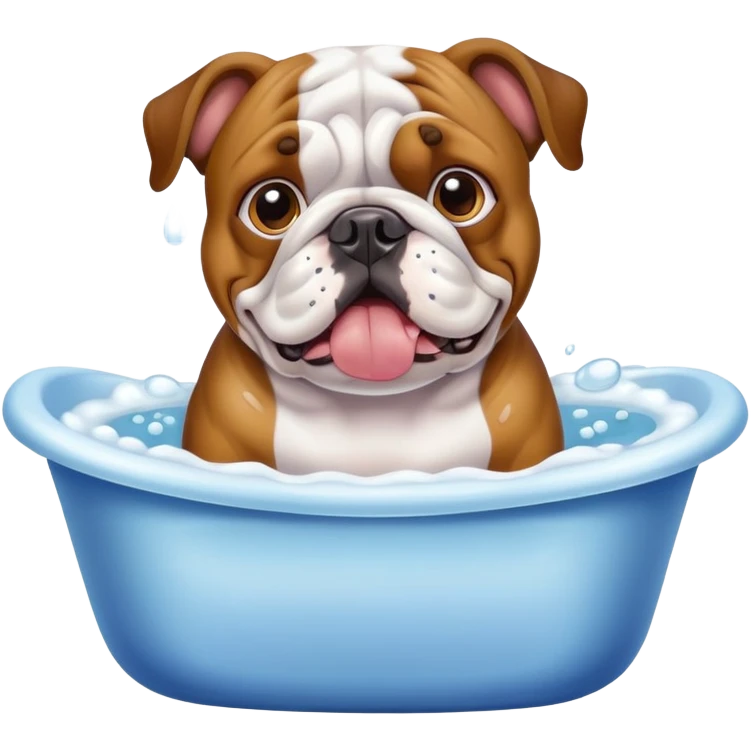 dog buldogue in a bath emoji