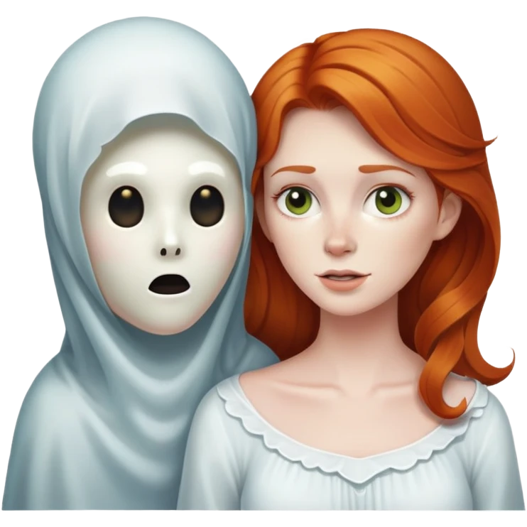 Ginger haired woman with ghost boyfriend  emoji