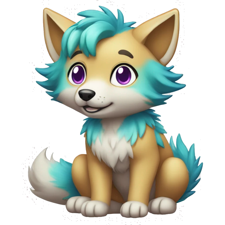 Colorful Shiny Fionbri-Falvie-sparkle-wolf full body emoji