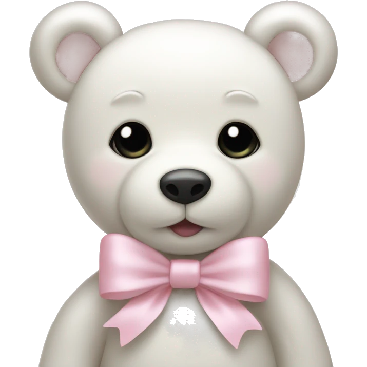 White teddy bear with light pink bow emoji